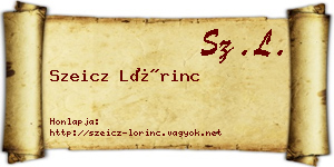 Szeicz Lőrinc névjegykártya